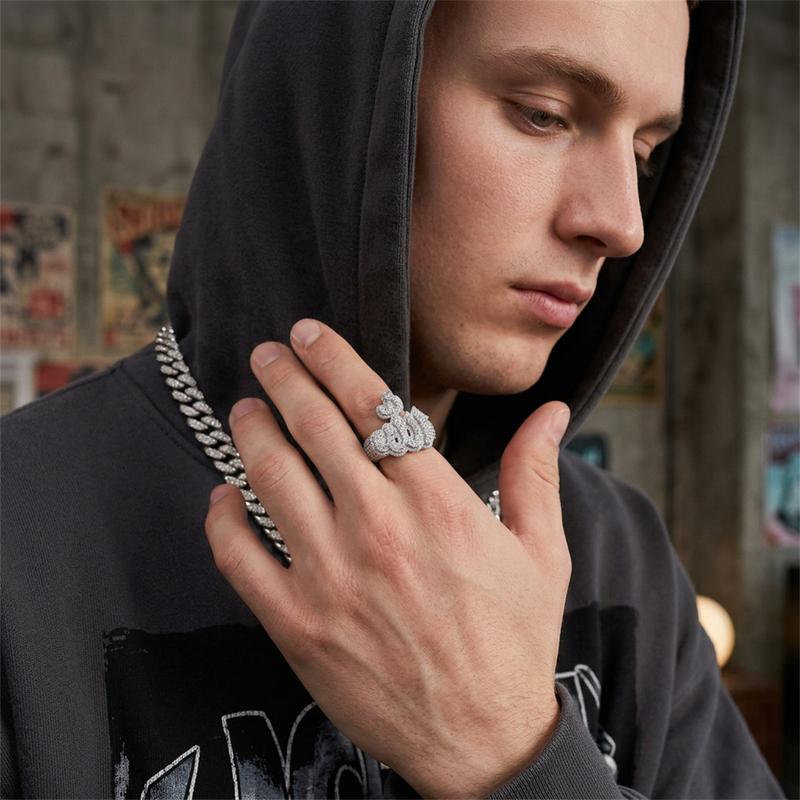 Iced-Out Allah Ring, view 2