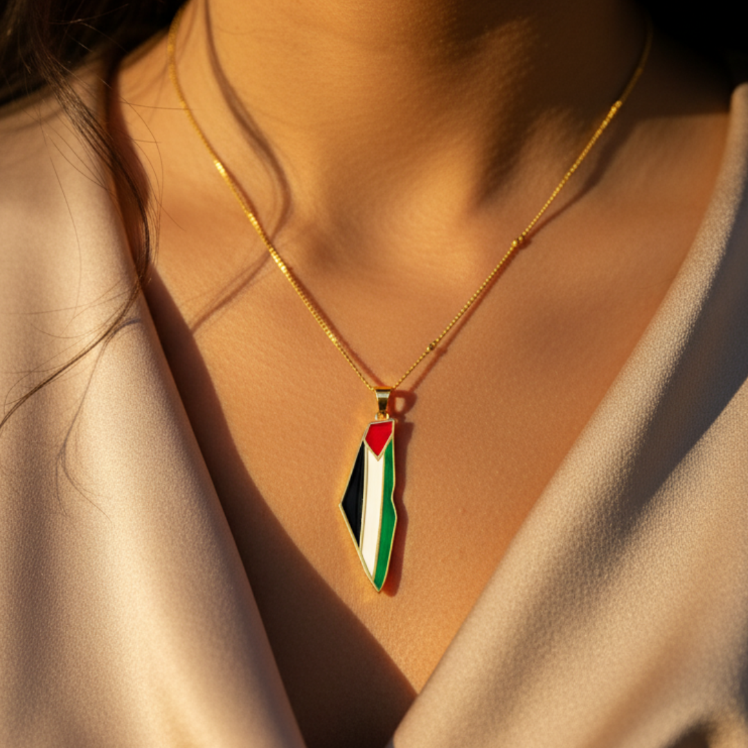 Palestine Pride Map Necklace