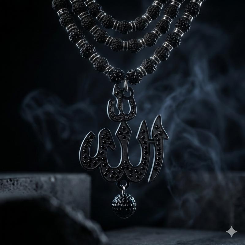 Black Tasbih Necklace, view 2