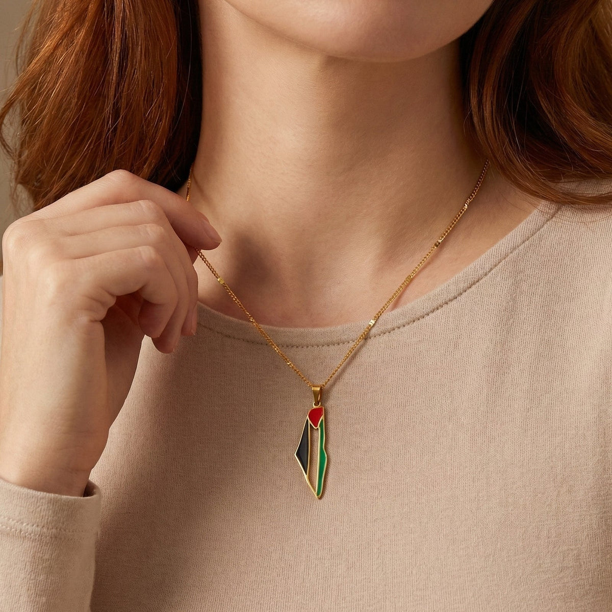 Palestine Pride Map Necklace