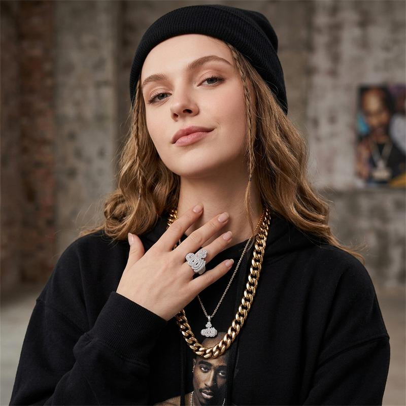Iced-Out Allah Ring, view 3