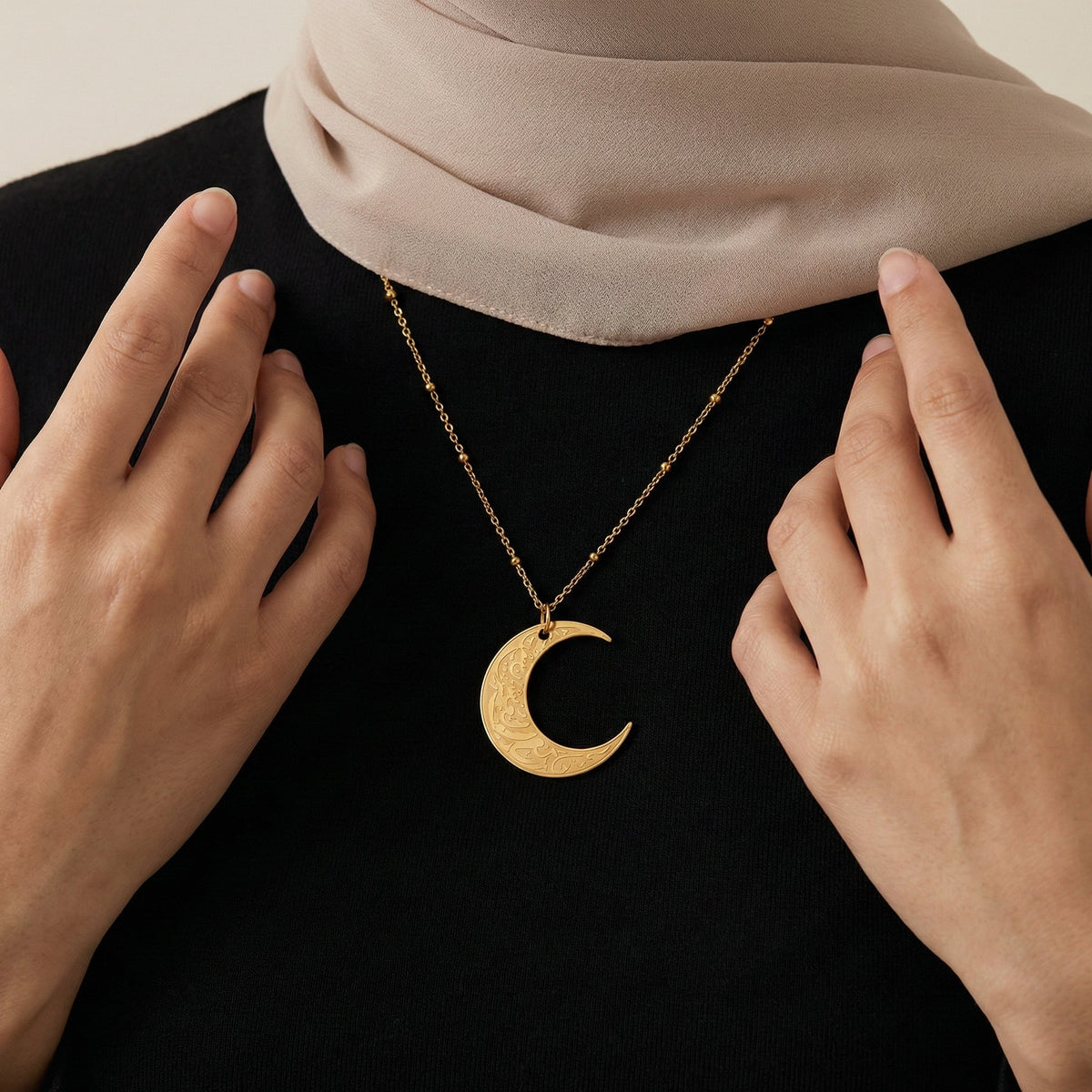 Gold crescent moon necklace