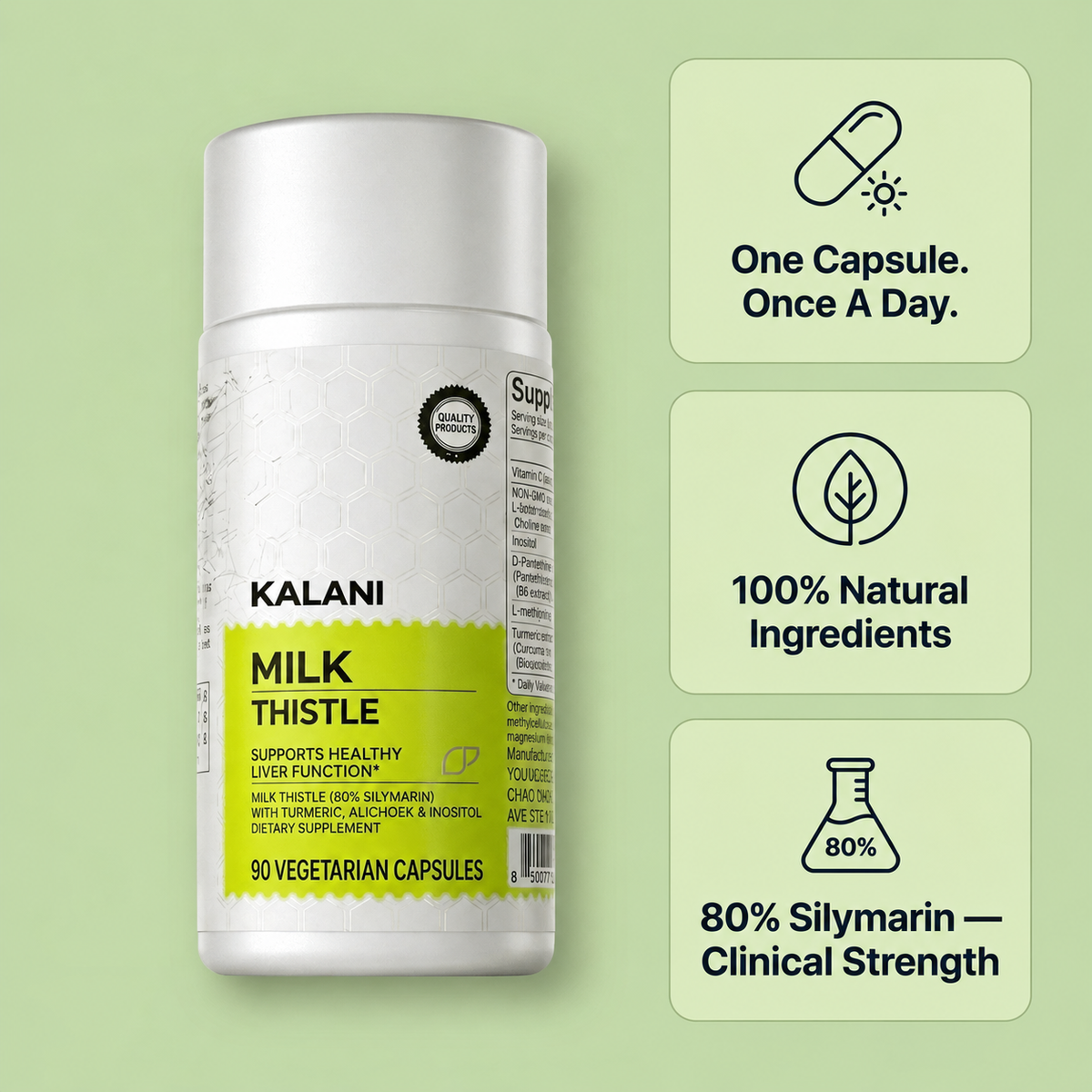 Kalani™ Milk Thistle Liver Support — 80% Silymarin